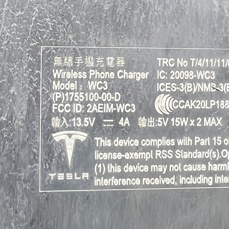 1755100-00-D TESLA MODEL 3 WIRELESS CHARGING MODULE 2017 18 19 20 21 22 2023 1755100-00-D