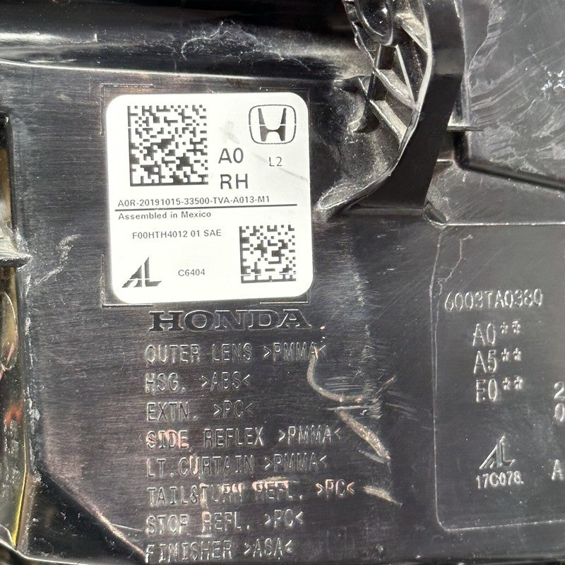 HONDA ACCORD TAIL LIGHT RIGHT PASSENGER 2018 2019 2020 2021 2022 OEM