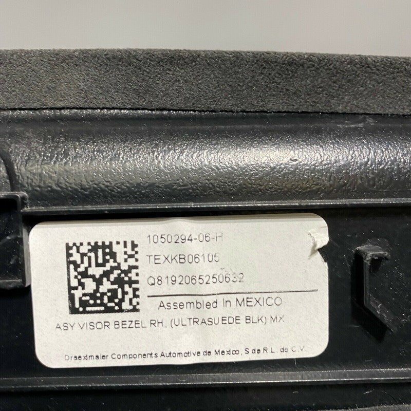 1050294-06-H TESLA MODEL X VISOR BEZEL RIGHT 2016 2017 2018 2019 2020 ULTRASUEDE BLACK OEM
