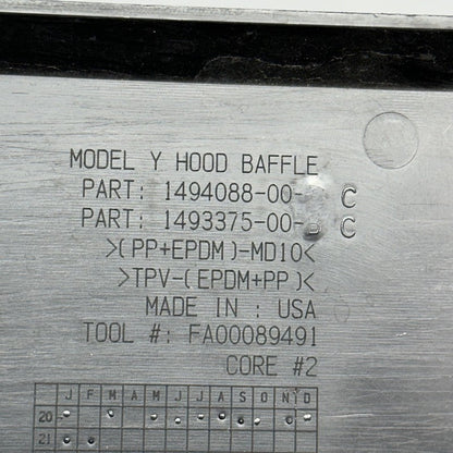 1494088-00-C TESLA MODEL Y HOOD LUGGAGE STORAGE BAFFLE 2020 2021 2022 2023 OEM 1494088-00-C