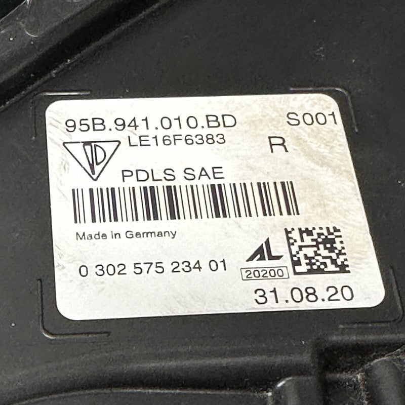 PORSCHE MACAN HEADLIGHT RIGHT PASSENGER 95B941010BD 2019 2020 2021 FUL