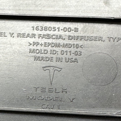 1638051-00-B TESLA MODEL Y REAR BUMPER LOWER SPLASH SHIELD 2020 2021 2022 2023 OEM 