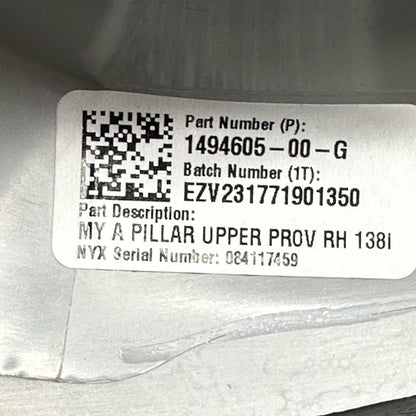 1494605-00-G TESLA MODEL Y A-PILLAR UPPER COVER RIGHT 2020 2021 2022 2023 OEM 1494605-00-G