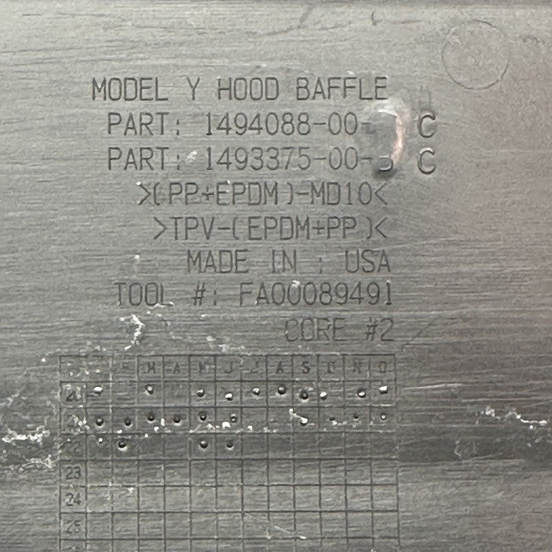 1494088-00-C TESLA MODEL Y HOOD LUGGAGE STORAGE BAFFLE 2020 2021 2022 2023 OEM 1494088-00-C