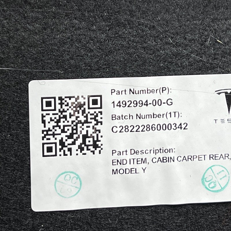 1492994-00-G TESLA MODEL Y REAR CABIN CARPET 2020 2021 2022 2023 OEM 1492994-00-G