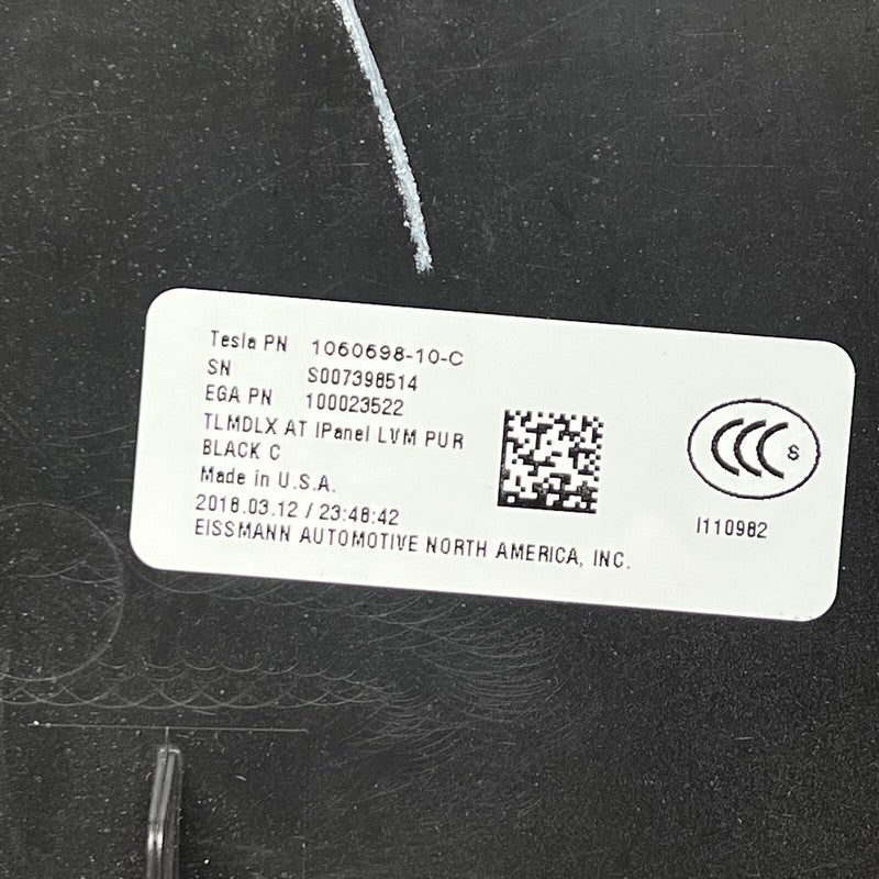 1060697-10-c TESLA MODEL S DASHBOARD UPPER PANEL 2012 2013 2014 2015 2016 2017 2018 2019 2020
