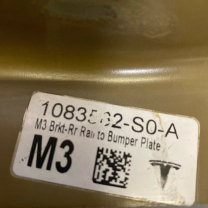 1083562-S0-A TESLA MODEL 3 REAR BRACKET RAIL TO BUMPER PLATE 2016 2017 2018 2019 OEM 