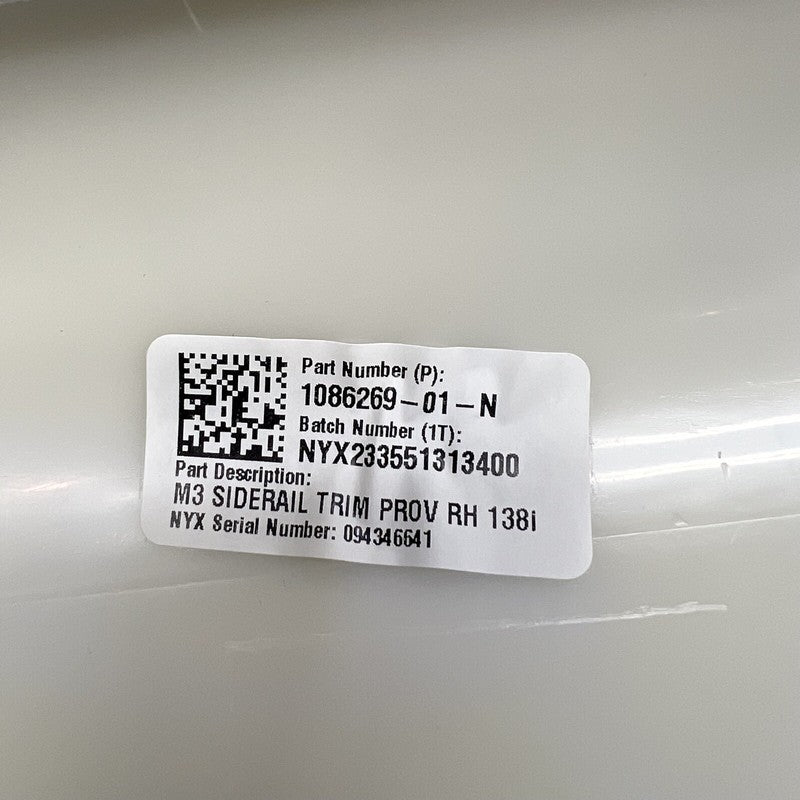 1086269-01-N TESLA MODEL 3 SIDE RAIL UPPER RIGHT COVER 2017 18 19 20 2021 OEM 1086269-01-N