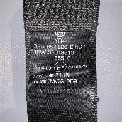 3B5857806D VOLKSWAGEN PASSAT RIGHT REAR SEAT BELT 2002 2003 2004 2005 OEM