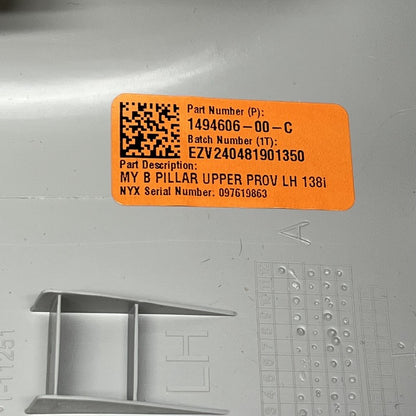 1494606-00-C TESLA MODEL Y UPPER B-PILLAR  TRIM COVER LEFT 2020 2021 2022 2023 1494606-00-C