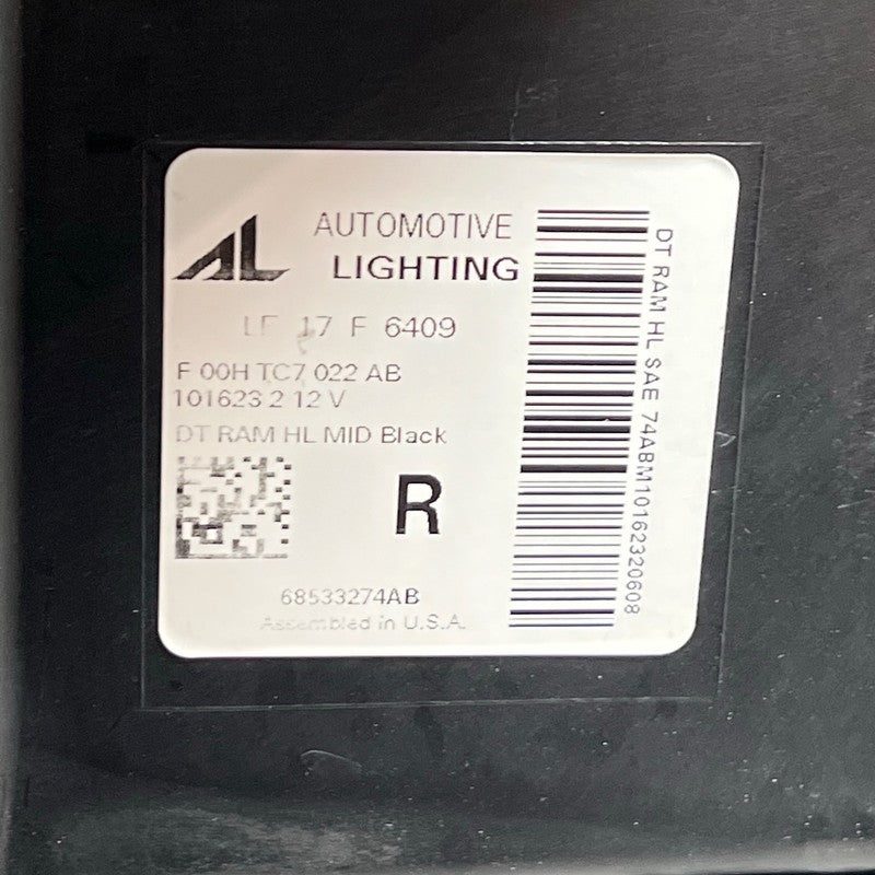 RAM 1500 HEADLIGHT RIGHT PASSENGER 2019 2020 2021 LED FOR PARTS OEM 68