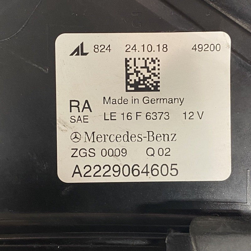 A2229064605 MERCEDES BENZ S560 HEADLIGHT S63 RIGHT PASSENGER LED 2018 2019 2020 A2229064605