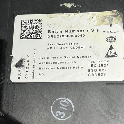 TESLA MODEL S PLAID HEADLIGHT RIGHT PASSENGER 2021 2022 2023 OEM