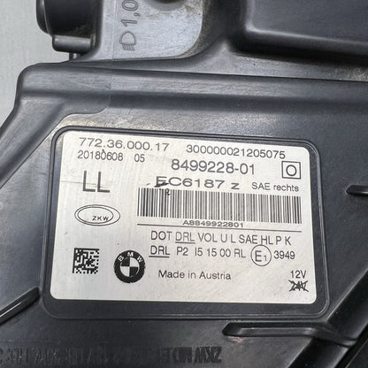 8499228 BMW 740 750 HEADLIGHT RIGHT PASSENGER 2016 2017 2018 2019 2020 FULL LED 8499228