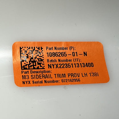 1086265-01-N TESLA MODEL3 SIDE RAIL TRIM COVER LEFT 2017 2018 2019 2020 OEM 1086265-01-N