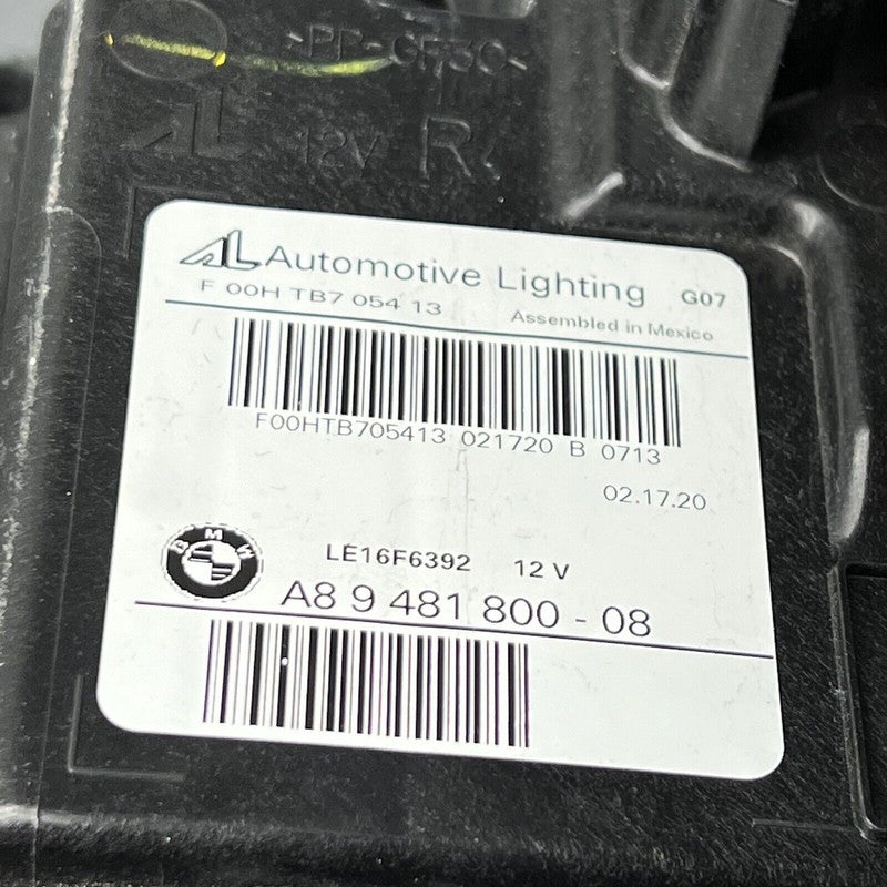 9481800-08 BMW X7 HEADLIGHT RIGHT PASSENGER LED 2019 2020 2021 2022 OEM 9481800-08