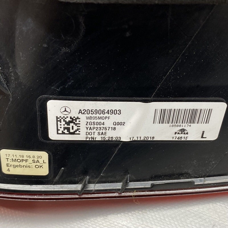 MERCEDES BENZ C300 TAIL LIGHT LEFT DRIVER A2059064903 2019 2020 LED OE
