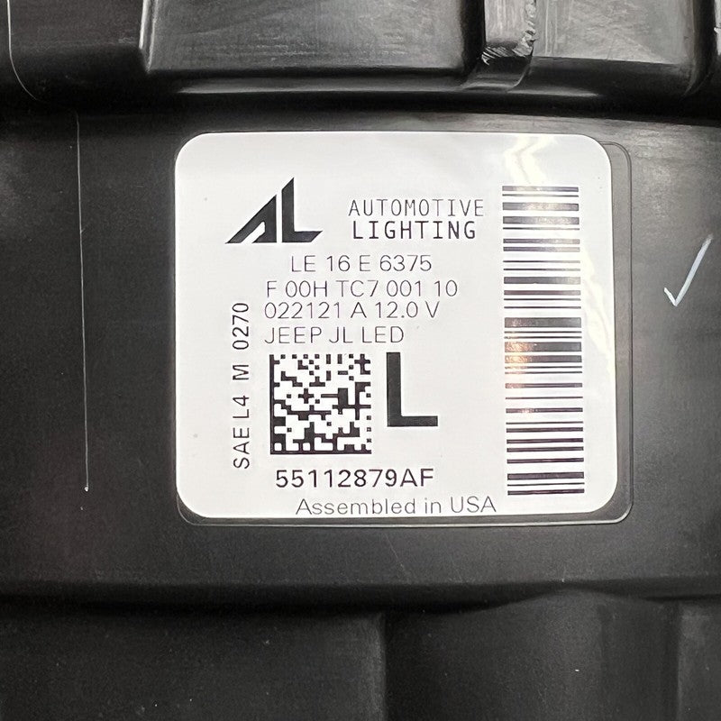 JEEP WRANGLER HEADLIGHT LEFT DRIVER 2018 2019 2020 2021 2022 2023 LED 