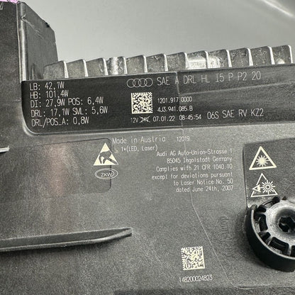 4J3941085B AUDI E-TRON GT HEADLIGHT LEFT DRIVER LASER 2022 2023 DAMAGED OEM 4J3941085B