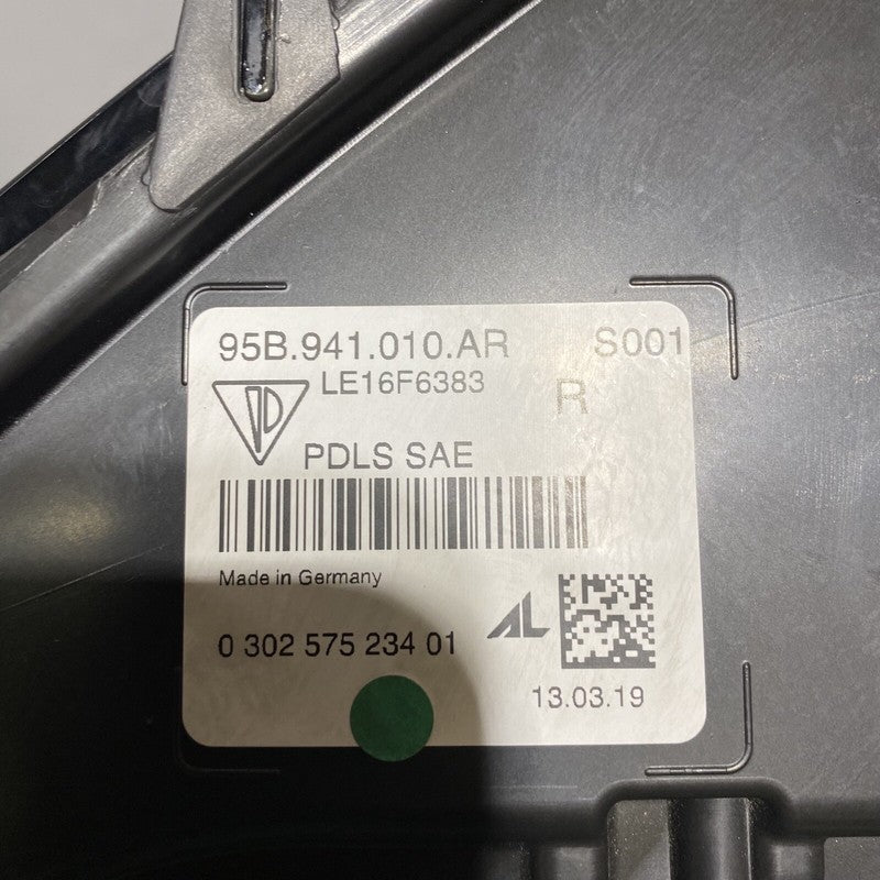 PORSCHE MACAN HEADLIGHT RIGHT PASSENGER FULL LED 95B941010AR 2019 2020