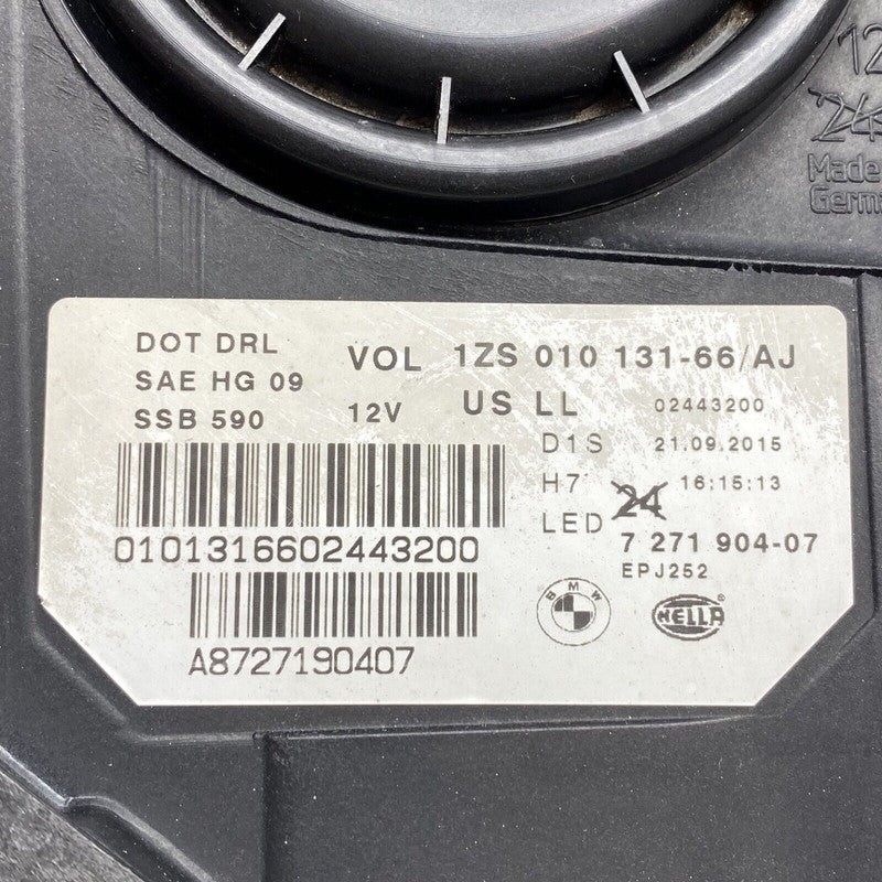 7271904-07 BMW 528 HEADLIGHT RIGHT PASSENGER 7271904-07 2011 2012 2013 OEM 535 550 XENON