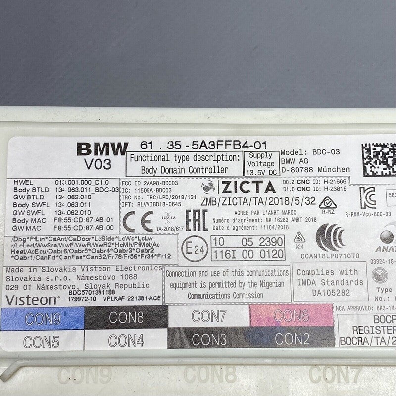 61355A3FFB4-01 BMW 530 BODY CONTROL MODULE COMPUTER 61355A3FFB4-01 2017 2018 2019 OEM