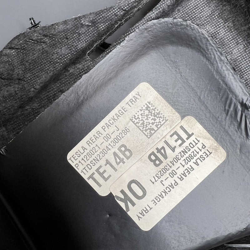 1128021-00-J TESLA MODEL 3 REAR PACKAGE TRAY PANEL 2017 18 19 20 21 22 2023 OEM 1128021-00-J