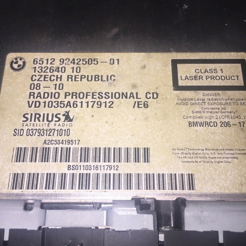 65129242505-01 BMW M3 RADIO PROFFESIONAL CD PLAYER SATELLITE 2010 2011 2012 OEM