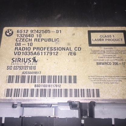 65129242505-01 BMW M3 RADIO PROFFESIONAL CD PLAYER SATELLITE 2010 2011 2012 OEM
