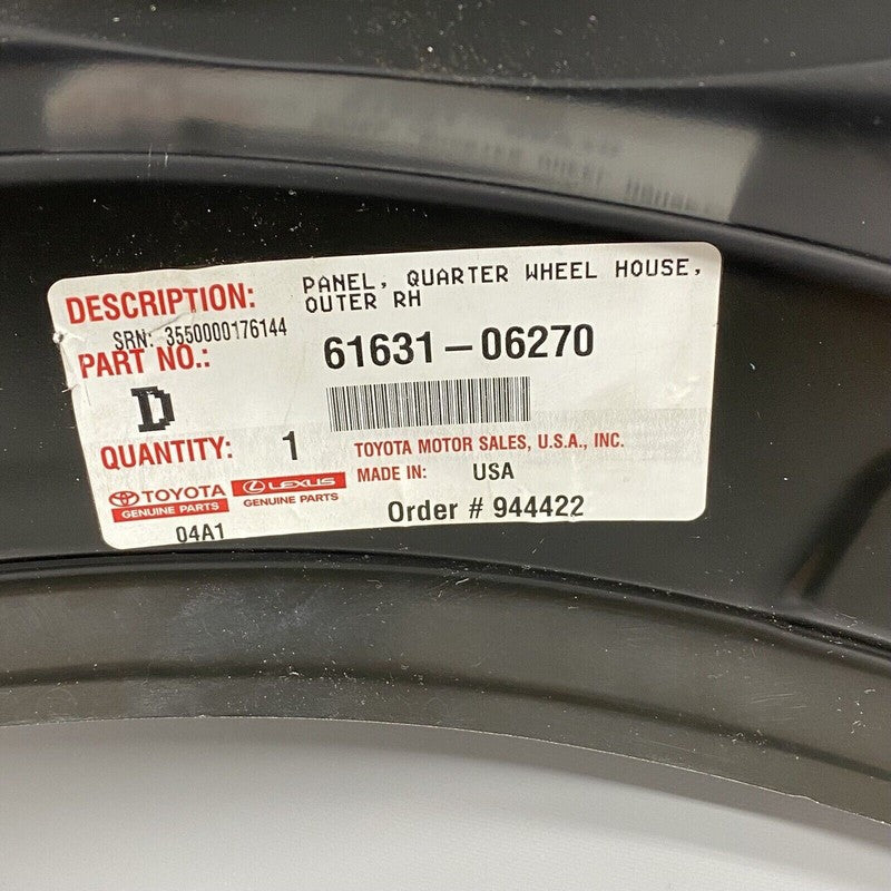 61631-06270 LEXUS ES350 QUARTER WHEEL PANEL RIGHT ES300H 61631-06270 2019 2020 2021 OEM 