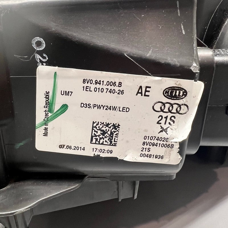 AUDI A3 S3 HEADLIGHT RIGHT PASSENGER 2014 2015 2016 BI XENON OEM 8V094