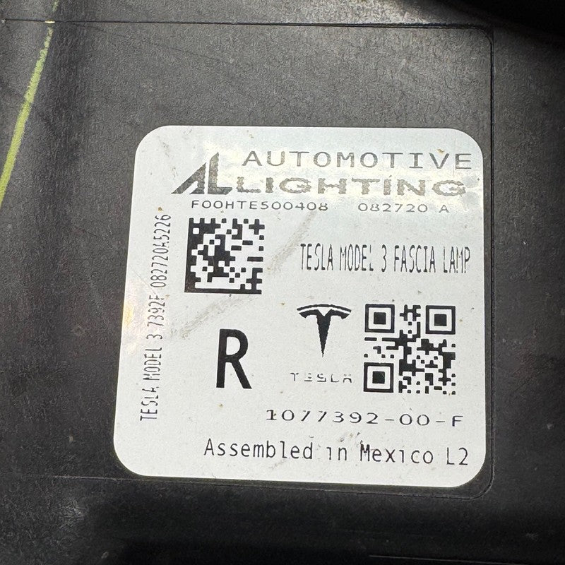 TESLA MODEL 3 FOG LIGHT RIGHT PASSENGER 2017 2018 2019 2020 2021 2022 