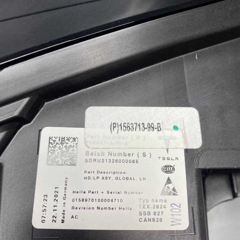 1563713-99-B TESLA MODEL S PLADE HEADLIGHT LEFT DRIVER 2021 2022 2023 LED OEM DAMAGED