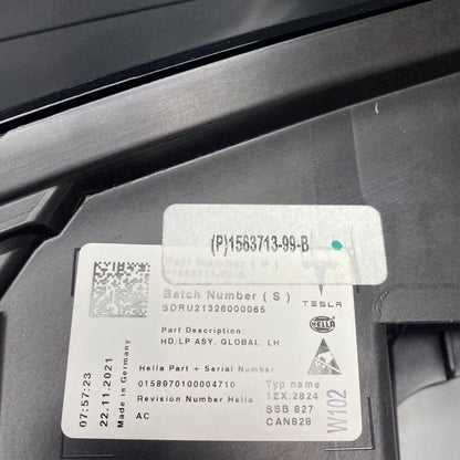 1563713-99-B TESLA MODEL S PLADE HEADLIGHT LEFT DRIVER 2021 2022 2023 LED OEM DAMAGED