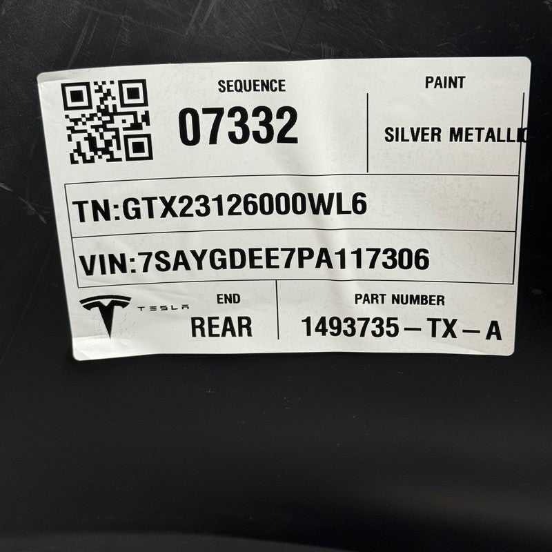 TESLA MODEL Y REAR BUMPER 2023 2024 NON SENSOR TYPE OEM 1493735-TX-A