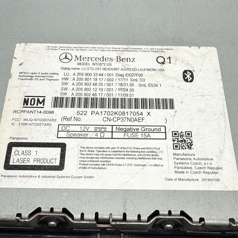 MERCEDES BENZ GLC300 RADIO RECIVER CONTOL MODULE 2018 2019 OEM A205900