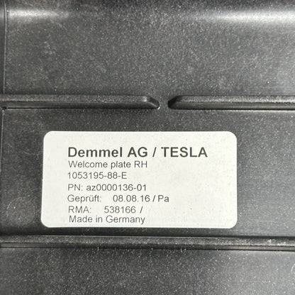 1053195-88-E TESLA MODEL X DOOR WELCOME PLATE COVER RIGHT 2016 2017 2018 2019 2020 OEM