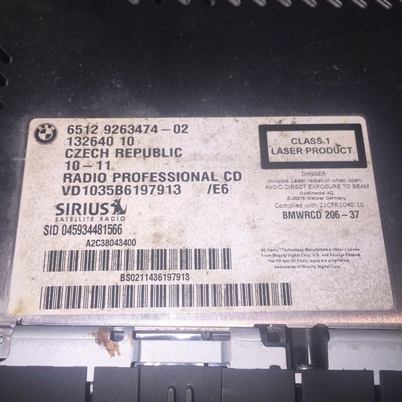 65129263474-02 BMW 128 135 E82 RADIO RECIEVER CD STERIO SIRUS 2010 2011 2012 2013 OEM