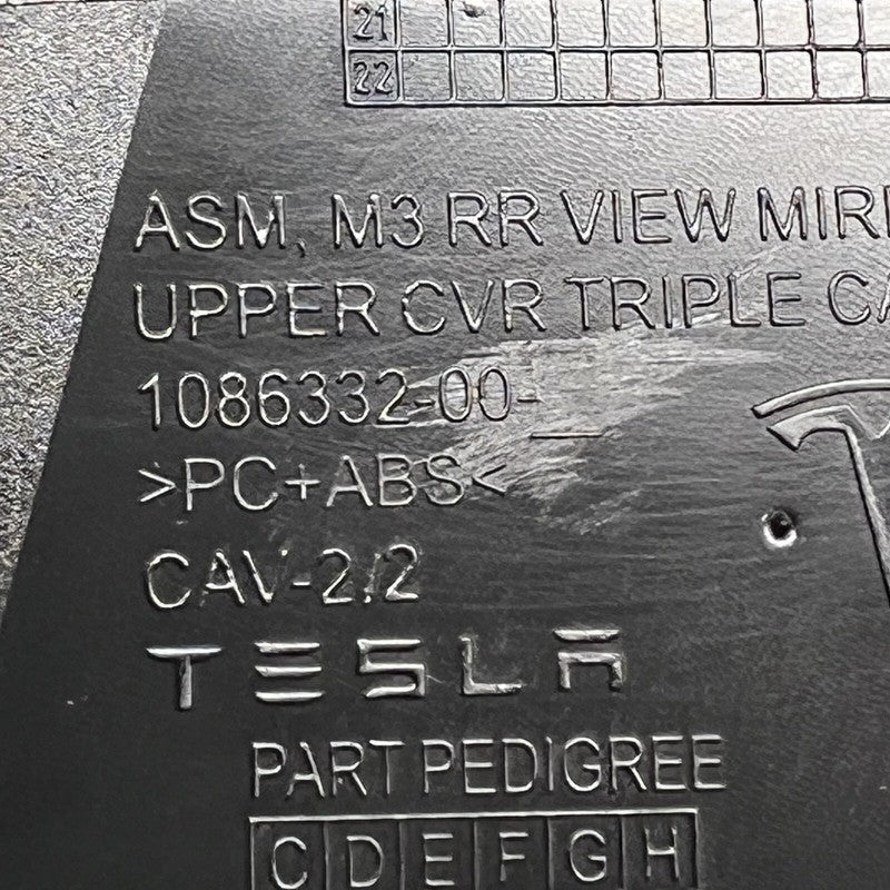 TESLA MODEL 3 INTERIOR REAR VIEW MIRROR COVER 2017 18 19 20 21 22 2023