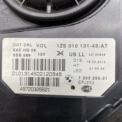 7203255-21 BMW 528 HEADLIGHT LEFT DRIVER 7203255-21 2011 2012 2013 OEM 550 XENON