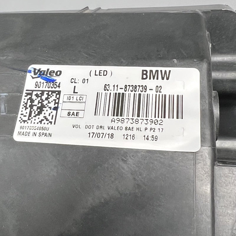 BMW I3 HEADLIGHT LEFT DRIVER LED 2018 2019 OEM 63118738739