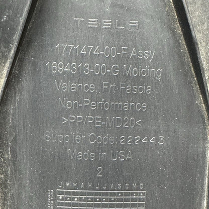 1771474-00-F TESLA MODEL Y JUNIPER LOWER VALANCE FRONT OEM 1932384-00-B