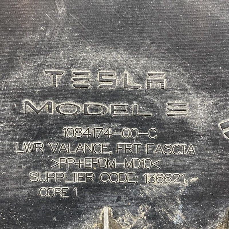 1493774-00-B TESLA MODEL 3 FRONT BUMPER UNDERCOVER 2017 2018 2019 2020 OEM 1084174-00-C