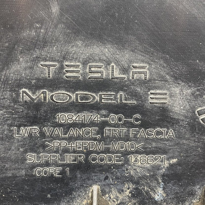 1493774-00-B TESLA MODEL 3 FRONT BUMPER UNDERCOVER 2017 2018 2019 2020 OEM 1084174-00-C