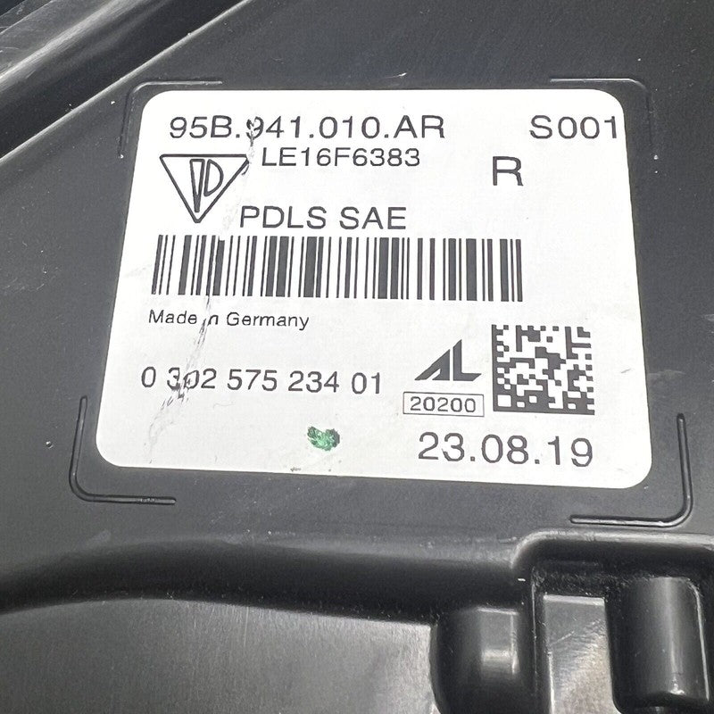 95B941010AR PORSCHE MACAN HEADLIGHT RIGHT PASSENGER LED 2019 2020 2021 OEM 95B941010AR