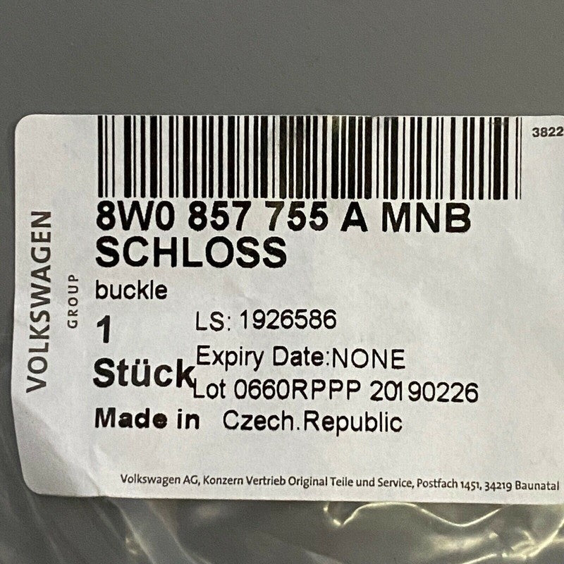 8W0857755A AUDI A4 ALLROAD SEAT BELT BUCKLE FRONT COUPE CONVERTIBLE 2017 2018 2019 OEM