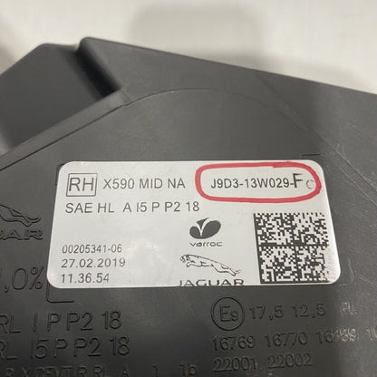 J9D3-13W029-FC JAGUAR I-PACE HEADLIGHT X590 RIGHT PASSENGER FULL LED 2019 2020 2021 OEM