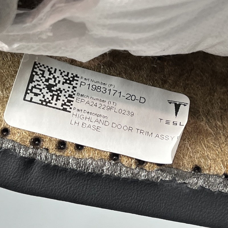 1983171-20-D TESLA MODEL 3 HIGHLAND DOOR PANEL LEFT FRONT 2024 2025 OEM 1983171-20-D