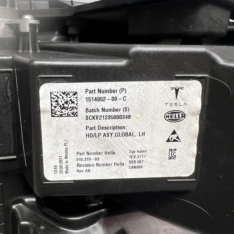1514952-00-d TESLA MODEL 3 HEADLIGHT LEFT DRIVER 2021 2022 2023 LED OEM 1514952-00-D