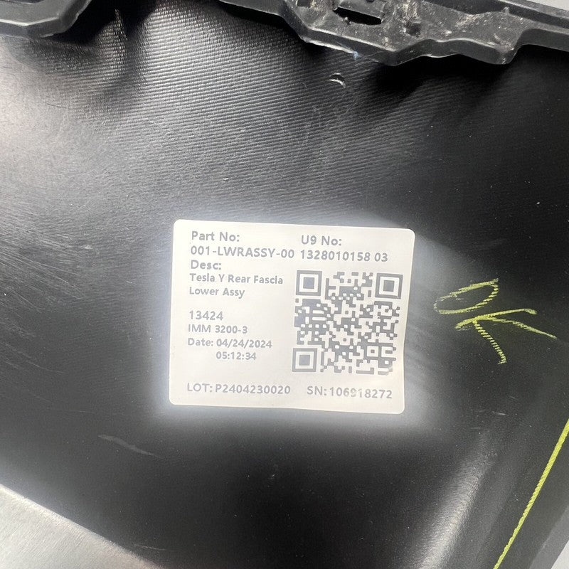 1493763-00-B TESLA MODEL Y REAR BUMPER COVER VALANCE 2020 2021 2022 2023 OEM 1493763-00-B